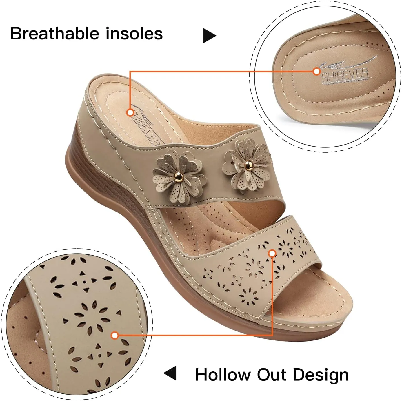 SHIBEVER Wedge Sandals for Dressy Women Platform Summer Womens Low Heels Arch Support Sandal