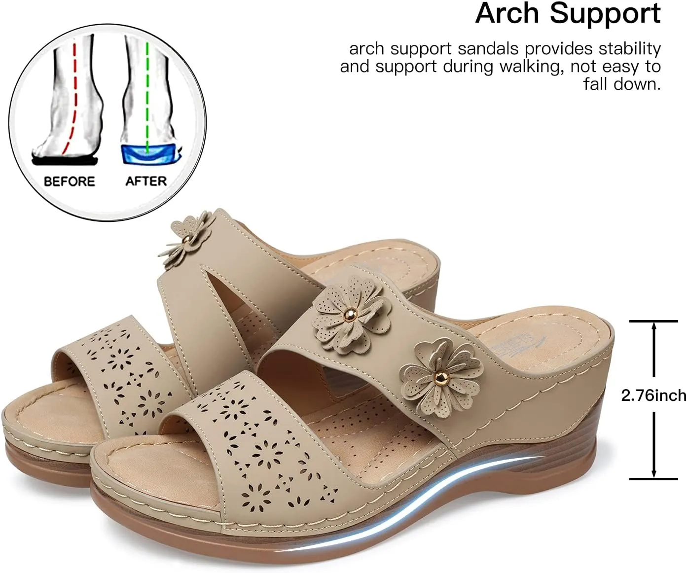 SHIBEVER Wedge Sandals for Dressy Women Platform Summer Womens Low Heels Arch Support Sandal