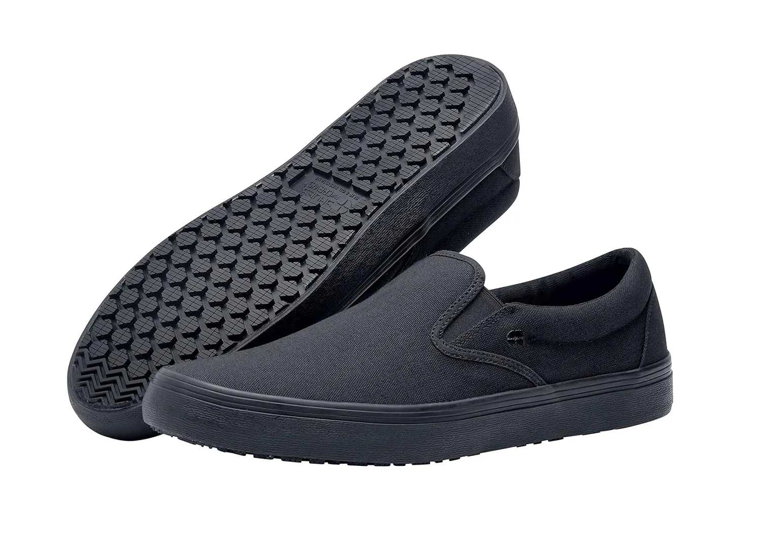 Shoes for Crews Merlin, Slip-On, Men's, Women's, Unisex, Slip Resistant Work Shoes, Black Leather, Men's Size 8, Women's Size 9.5