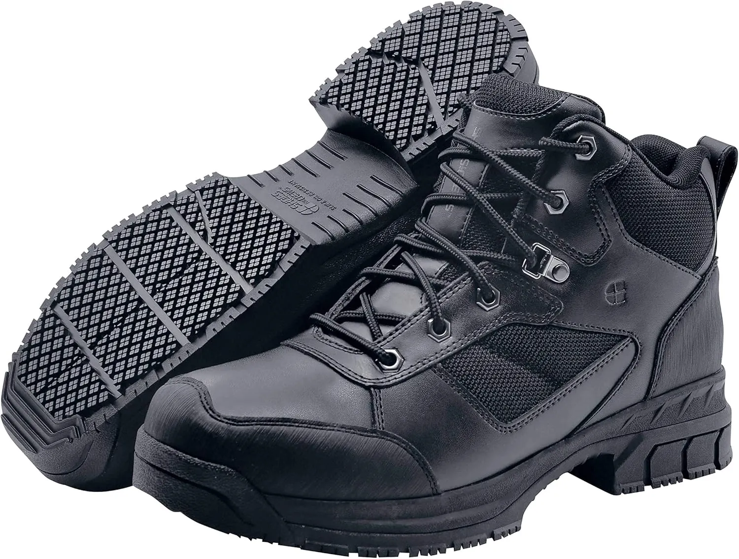 Shoes for Crews Voyager II, Men's, Women's, Unisex Steel Toe (ST) Work Boots, Slip Resistant, Water Resistant, Black, Men's 11 / Women's 12.5