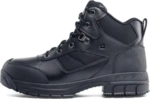 Shoes for Crews Voyager II, Men's, Women's, Unisex Steel Toe (ST) Work Boots, Slip Resistant, Water Resistant, Black, Men's 6.5 / Women's 8