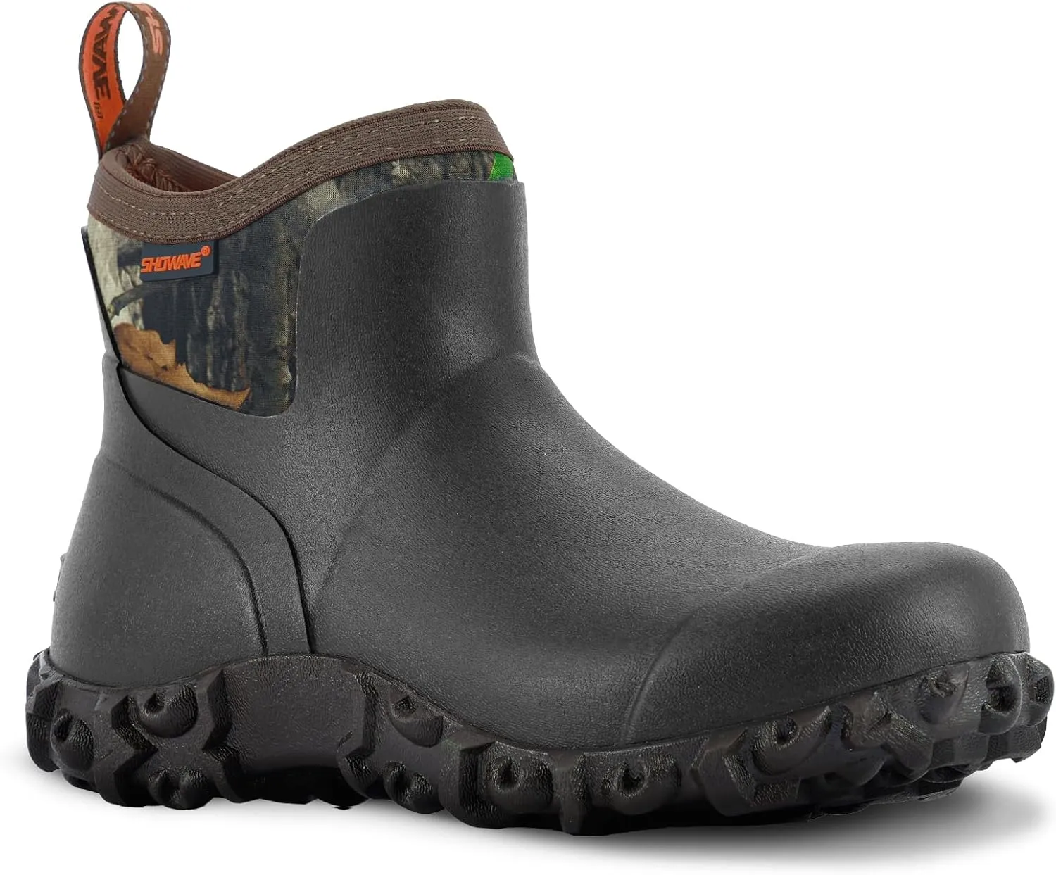 Showave Men's Ankle Rain Boots Waterproof Rubber Garden Boots Durable Slip on Rain Shoes for Outdoor Mud Yard Chore