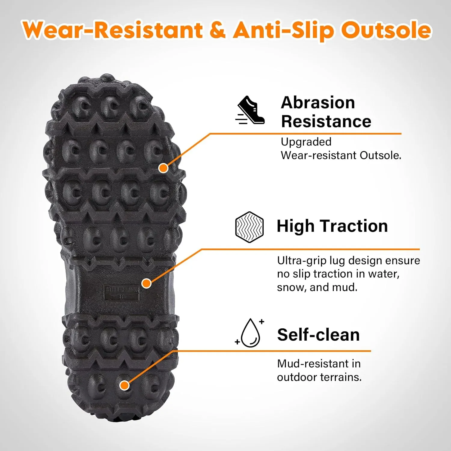 Showave Men's Ankle Rain Boots Waterproof Rubber Garden Boots Durable Slip on Rain Shoes for Outdoor Mud Yard Chore