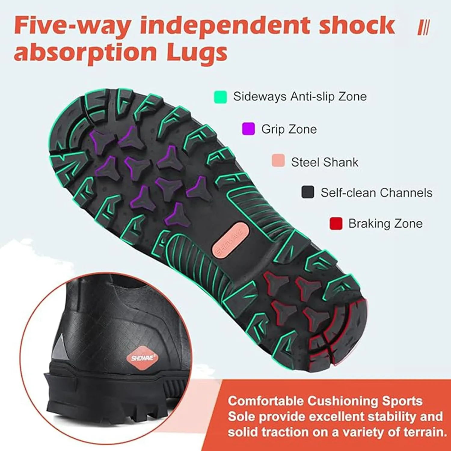 Showave Men's Short Rubber Boots Waterproof Rain Boots Insulated Working Booties with Comfortable Sports Sole