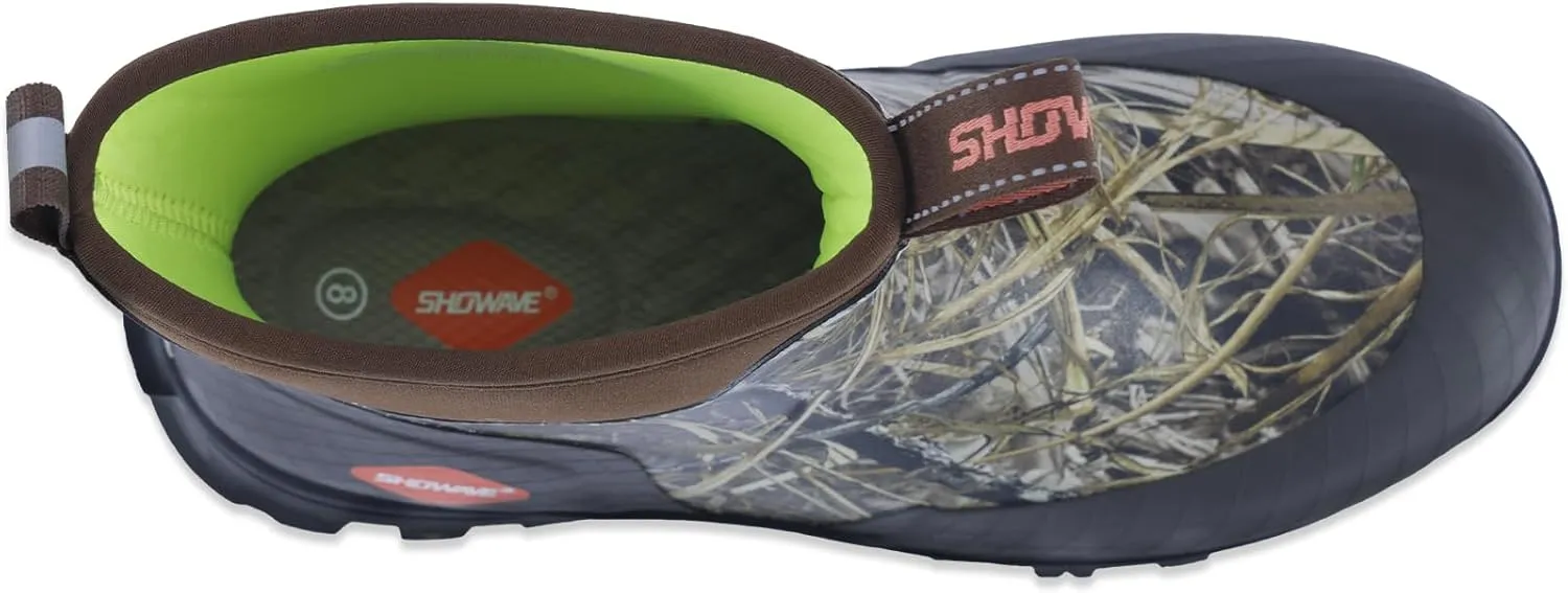 Showave Men's Short Rubber Boots Waterproof Rain Boots Insulated Working Booties with Comfortable Sports Sole