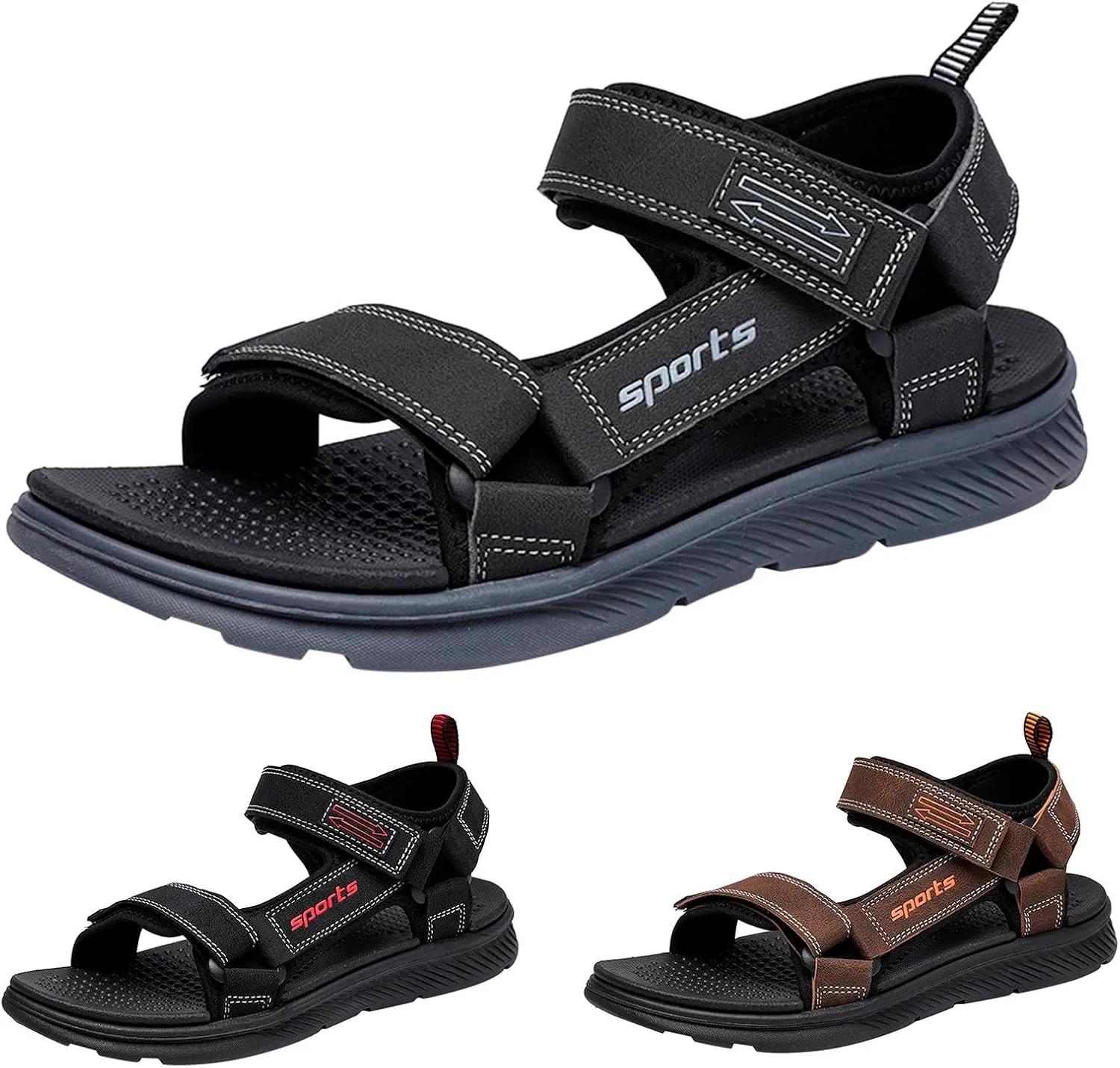 Shower Sandals for Men Size 12 Men Flat Sandals Fashion and Comfort Soft Bottom Beach Sandals Soft Sandals (Grey, 9)