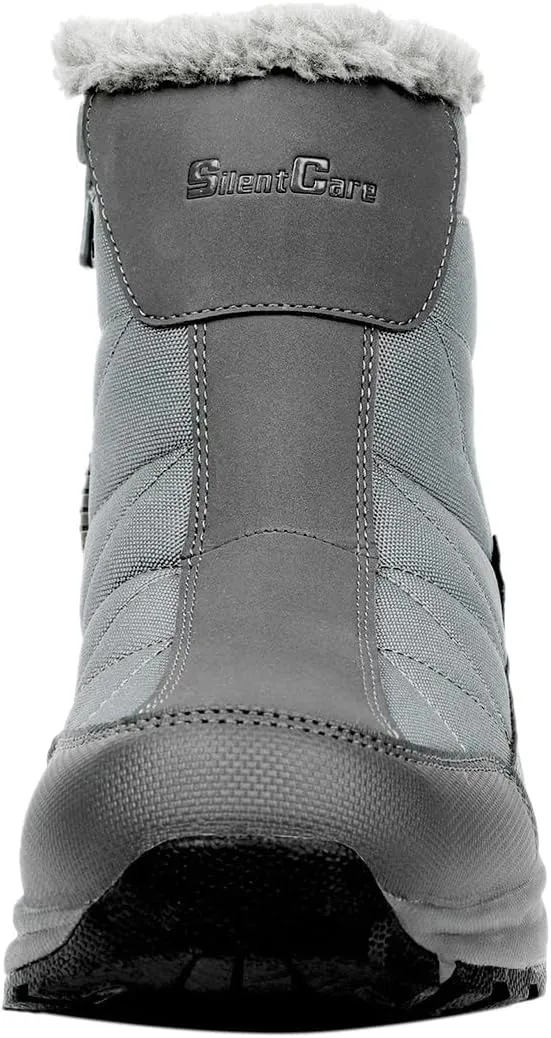 SILENTCARE Men's Warm Snow Boots, Fur Lined Waterproof Winter Shoes, Anti-Slip Lightweight Ankle Boot