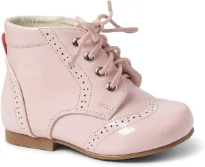 SIRRI Kids Quinn Patent Unisex Ankle Boots with Non-Slip Sole and Lace-Up - Available in 6 Multiple Colors