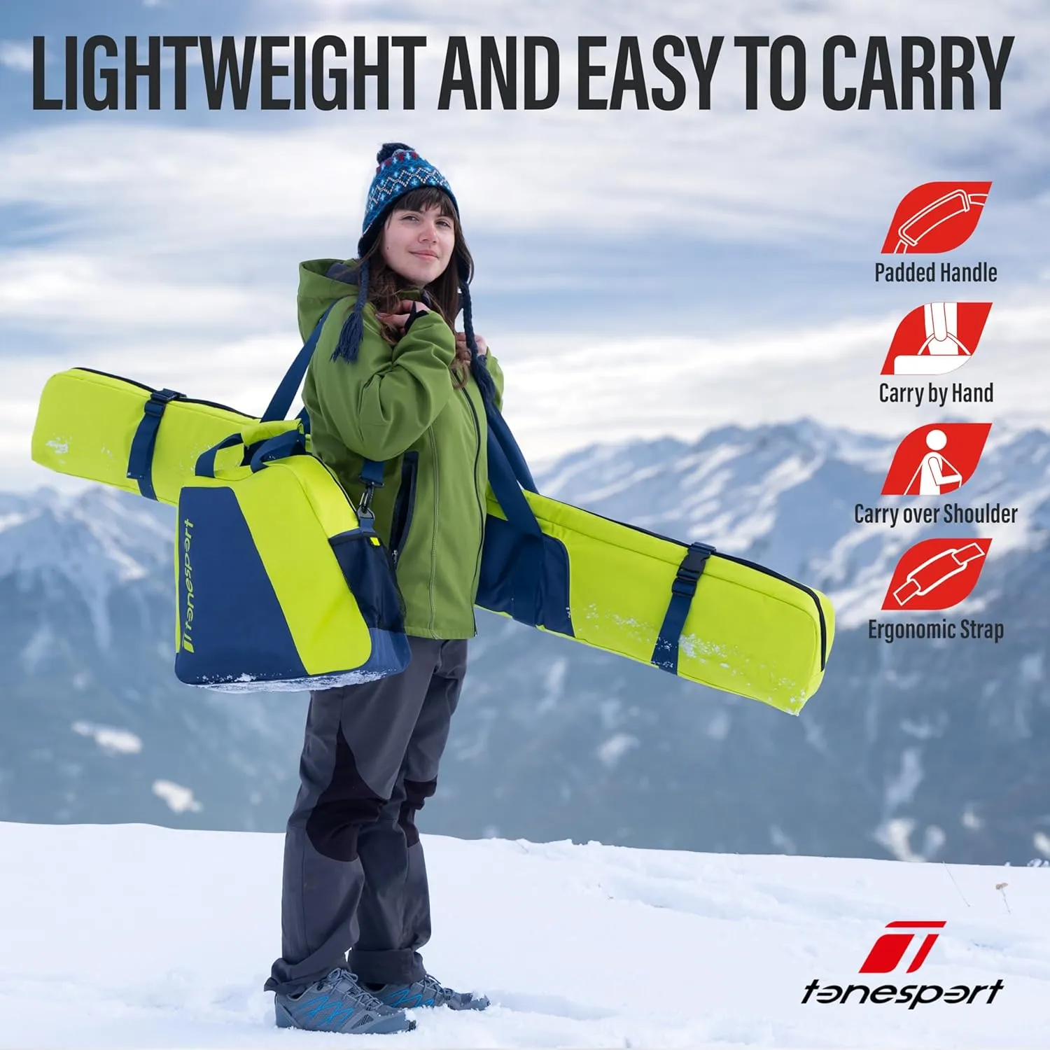 Ski Bag and Boot Bag Combo - Ski Bags for Air Travel - Unpadded Snow Ski Bags - For Skis Up to 180cm