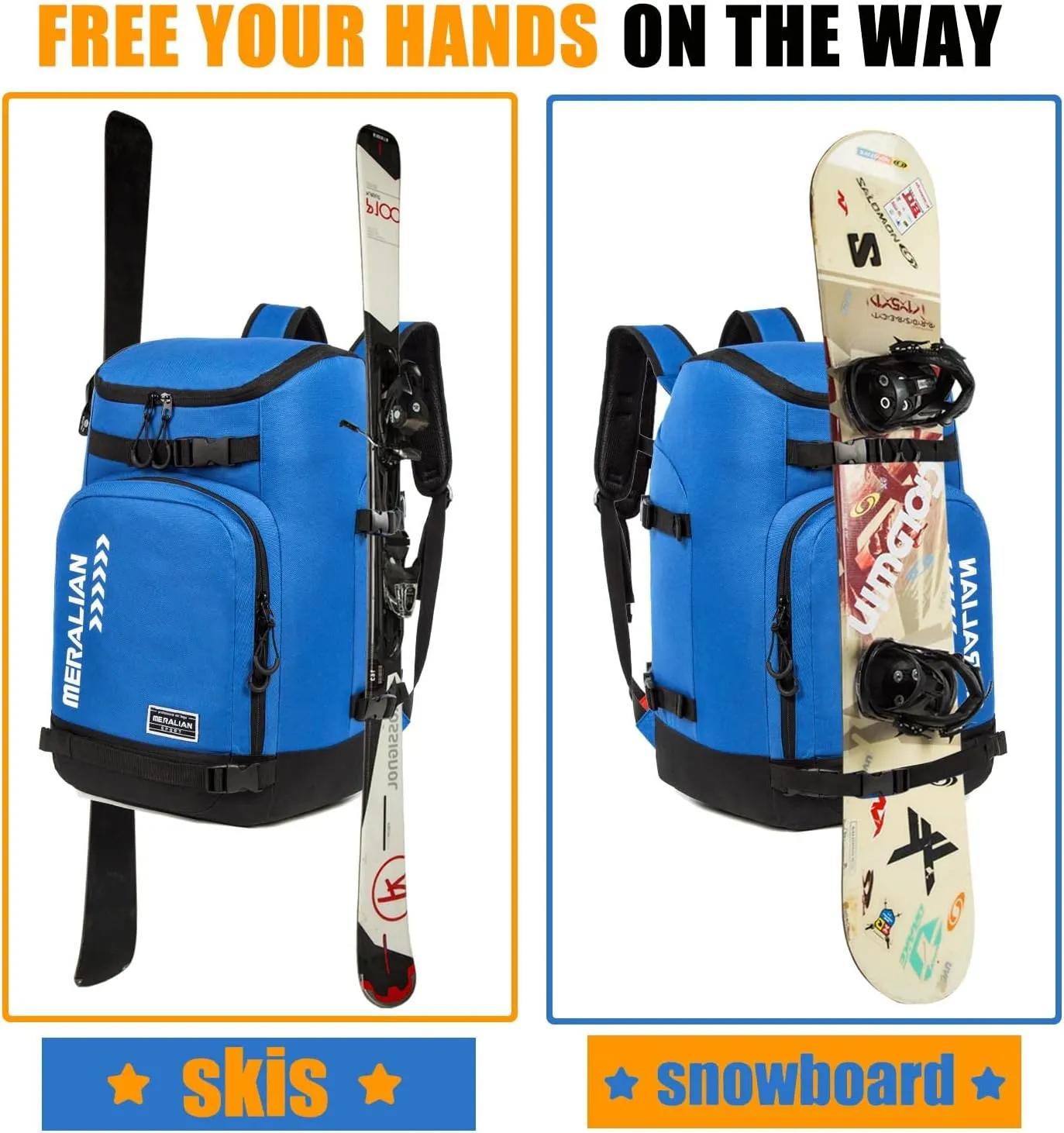 Ski Boot Bag - 50L Ski Boot Travel Backpack Waterproof Snowboard Boot Backpack for Travel Stores Gear Including Helmet, Goggles and Outerwear.