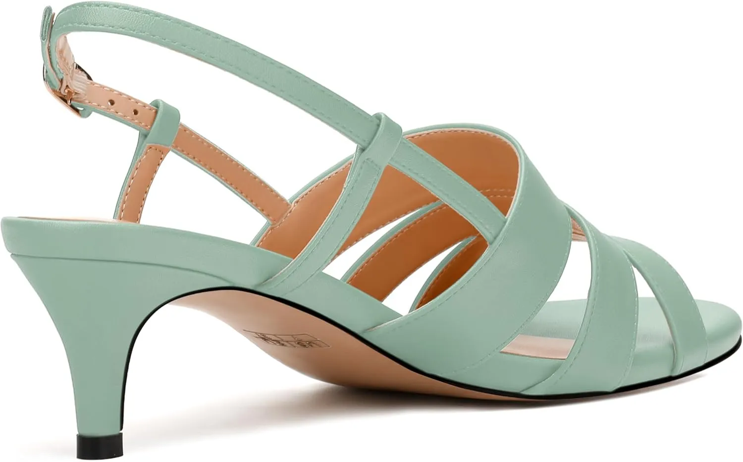 SKYSTERRY Low Kitten Strappy Slingback Heeled Sandals Open Round Toe Slip-On Ankle Buckle Matte Heels Trendy Shoes For Women Work Dress Dance Summer