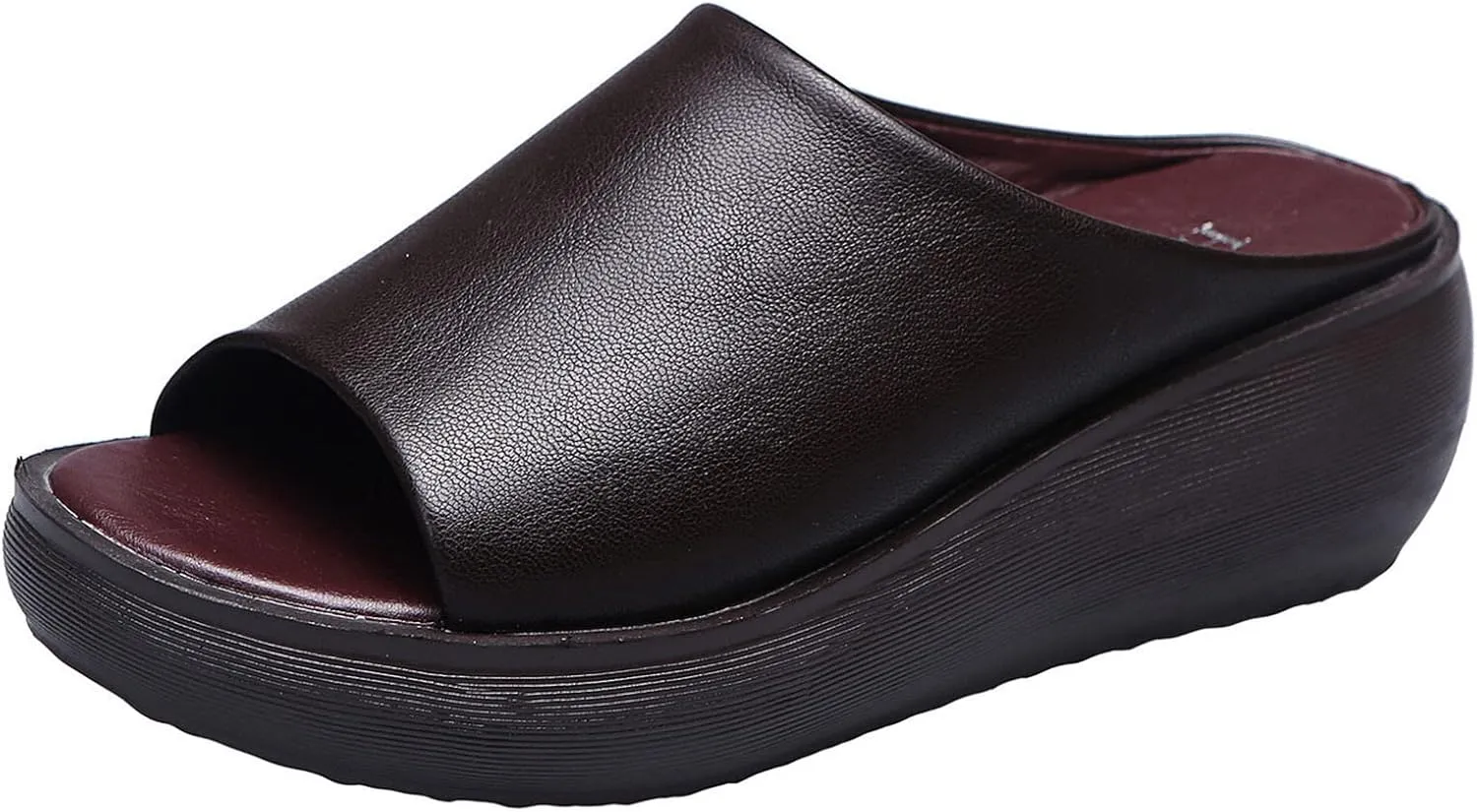 Slip on Sandals for Women Dressy Summer Casual Fish Mouth Open Toe Platform Wedge Slippers Comfortable Outdoor Ladies Thick Soled Shoes Slides