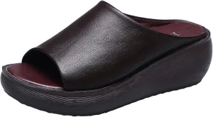 Slip on Sandals for Women Dressy Summer Casual Fish Mouth Open Toe Platform Wedge Slippers Comfortable Outdoor Ladies Thick Soled Shoes Slides