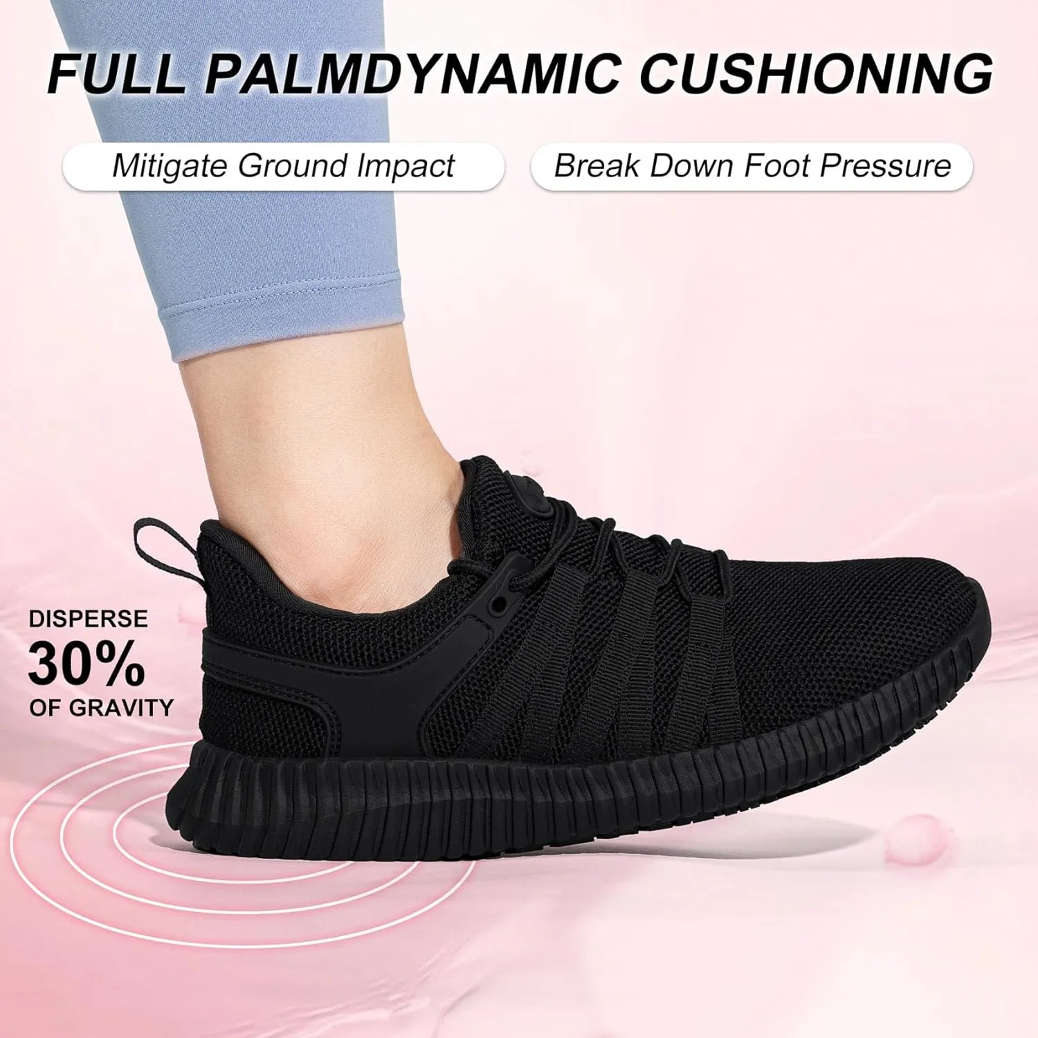 Slip On Work Shoes for Women Non Slip Sneakers Breathable Lightweight Walking Shoes Restaurant Slip Resistant Food Service Chef Kitchen Sneakers, Black