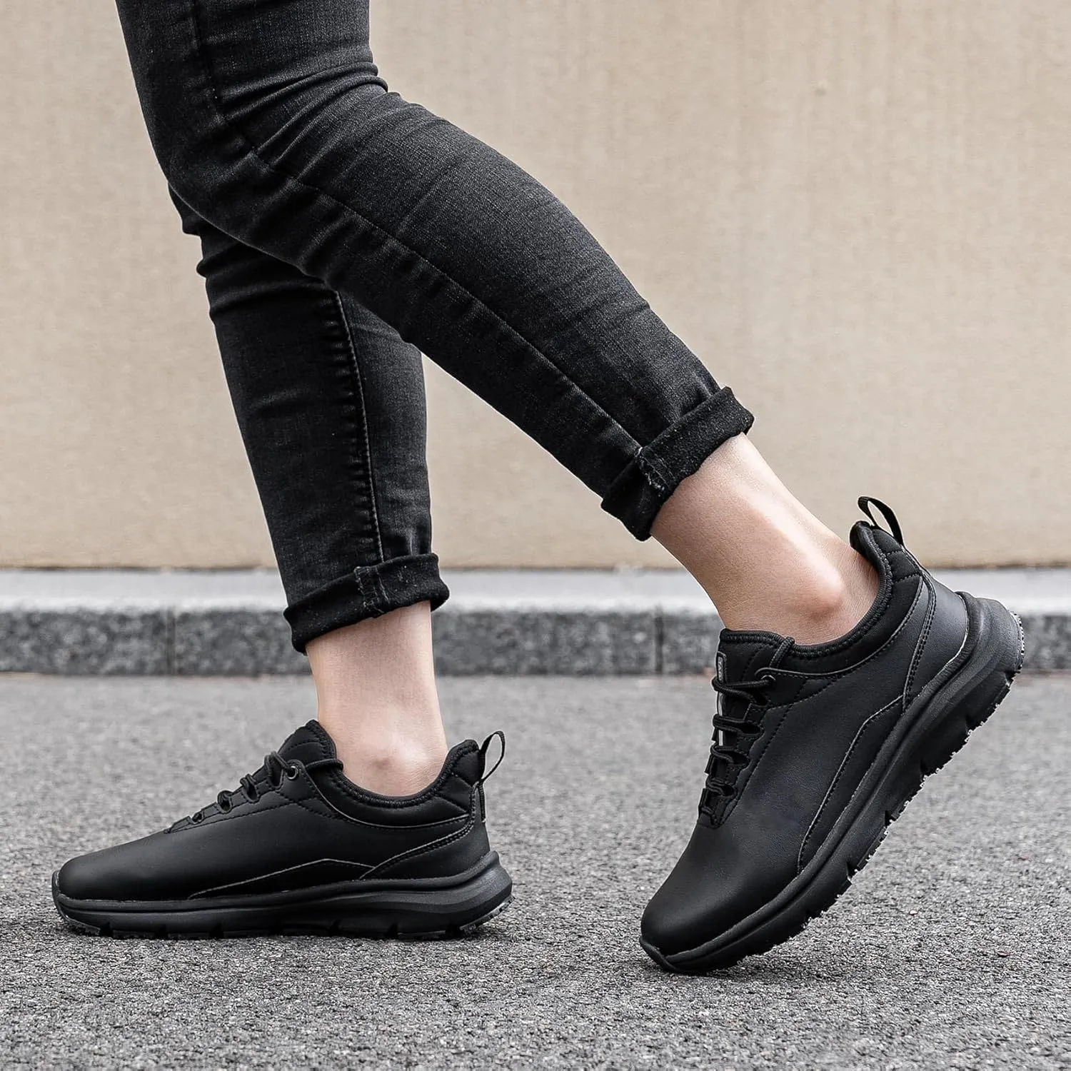 Slip On Work Shoes for Women Non Slip Sneakers Breathable Lightweight Walking Shoes Restaurant Slip Resistant Food Service Chef Kitchen Sneakers, Black