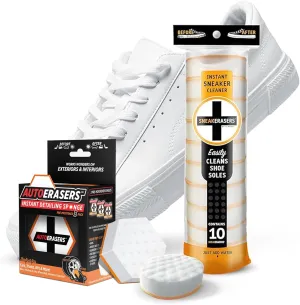 SneakERASERS Instant Midsole and Sneaker Cleaner - AutoERASERS™ Instant Detailing Car Bikes Wash Sponge, Non-Scratch Car Cleaning Sponge