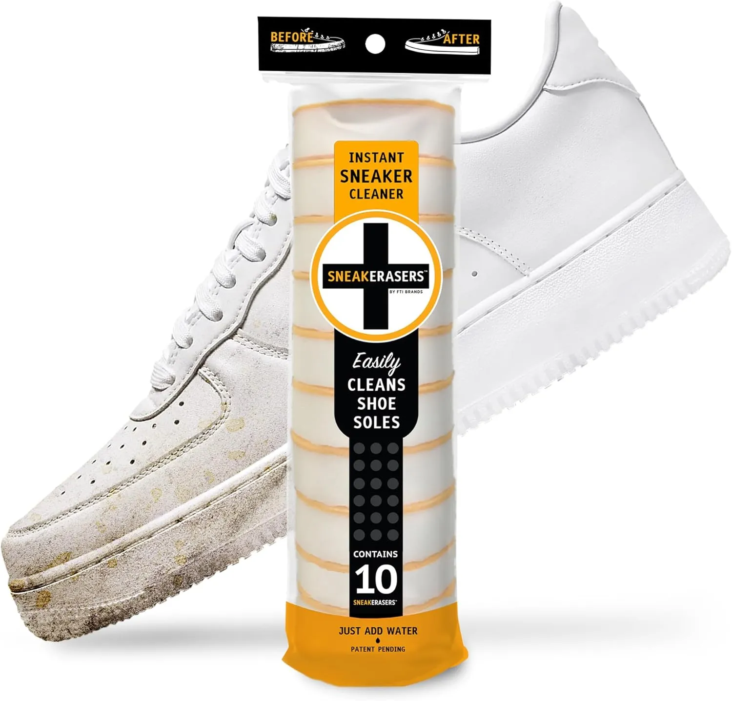 SneakERASERS Sole & Sneaker Cleaner, Premium Shoe Cleaner for Sneakers, Dual-Sided Sponges, Effective for Tennis Shoes & Women Men Sneakers, Gentle Rub Design Cleaner Kit, 10 Pack