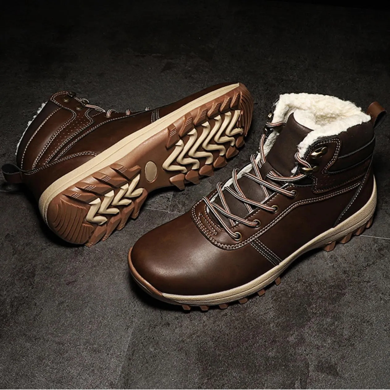 Snow shoes for men snow boots winter boots cold weather boots waterproof winter boots lightweight climbing shoes autumn winter lace-up boots thick soles cotton shoes snow shoes Father's Day outdoor