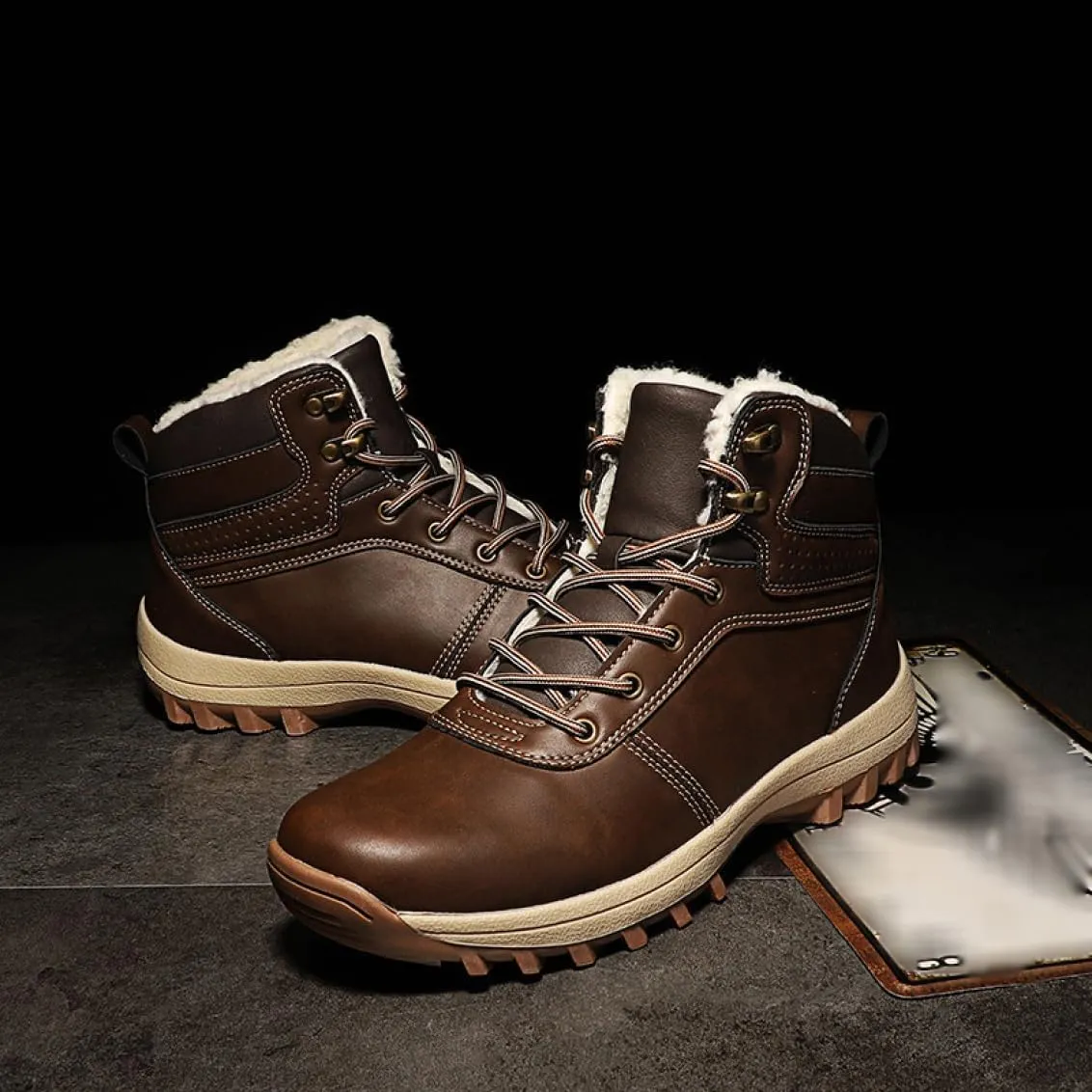 Snow shoes for men snow boots winter boots cold weather boots waterproof winter boots lightweight climbing shoes autumn winter lace-up boots thick soles cotton shoes snow shoes Father's Day outdoor