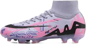Soccer Cleats Mens Football Cleats Professional Soccer Shoes High-Tops Non-Slip Spikes for Big Boys Wide Training Sneaker Outdoor Indoor for AG/FG/TF Football Boots