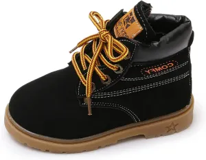SOFMUO Baby Kids Boots - Boys Girls Rubber Sole PU Leather Warm Winter Shoes Hiking Snow Ankle Boots Toddler/Little Kid