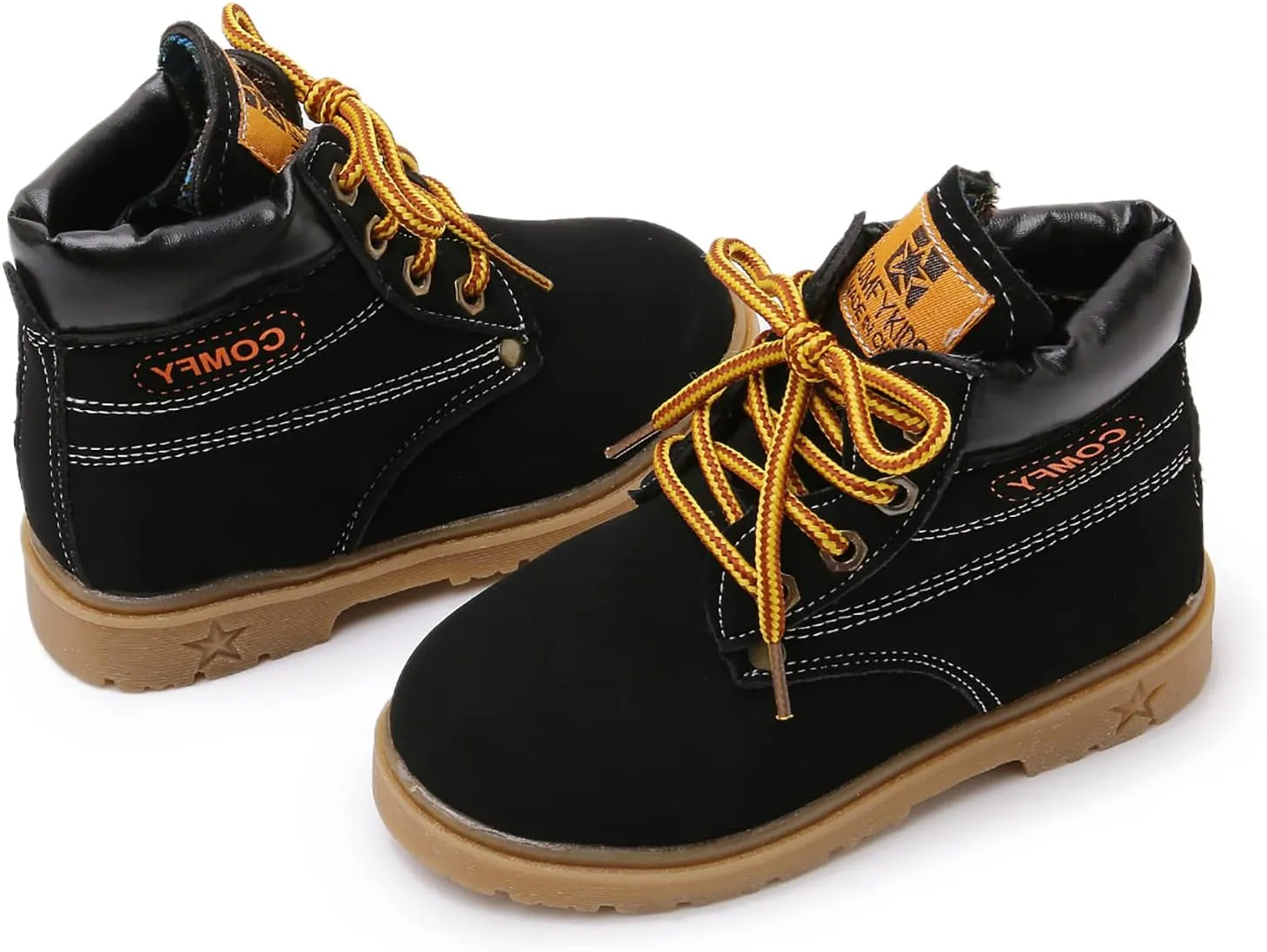 SOFMUO Baby Kids Boots - Boys Girls Rubber Sole PU Leather Warm Winter Shoes Hiking Snow Ankle Boots Toddler/Little Kid