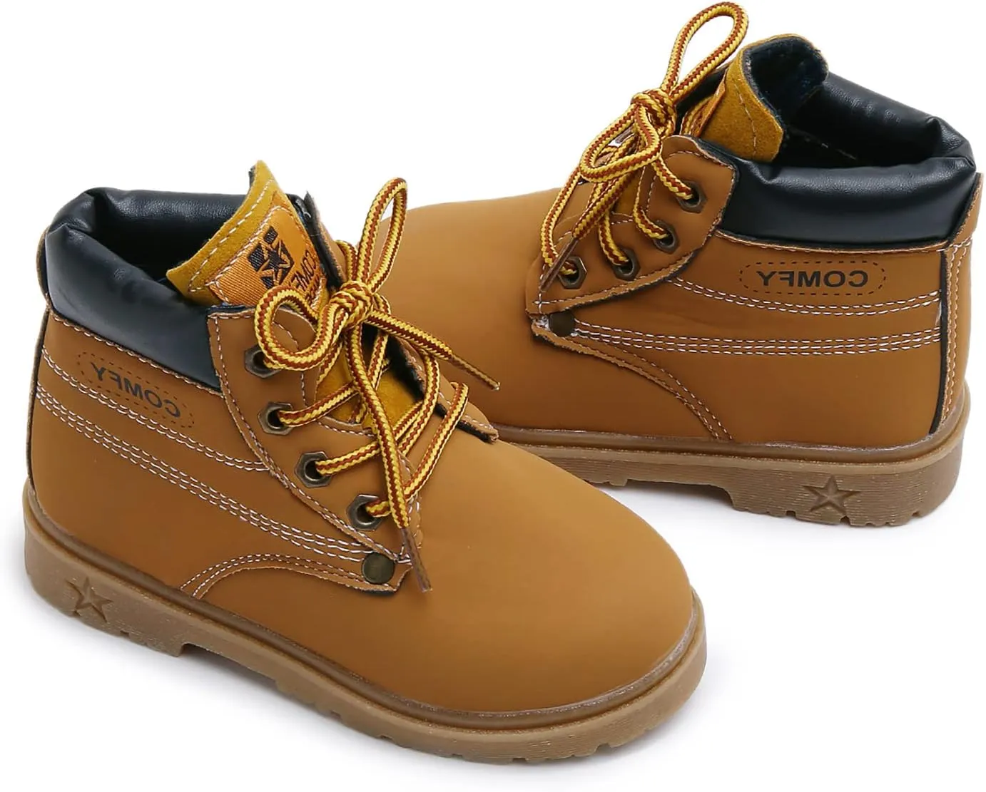 SOFMUO Baby Kids Boots - Boys Girls Rubber Sole PU Leather Warm Winter Shoes Hiking Snow Ankle Boots Toddler/Little Kid