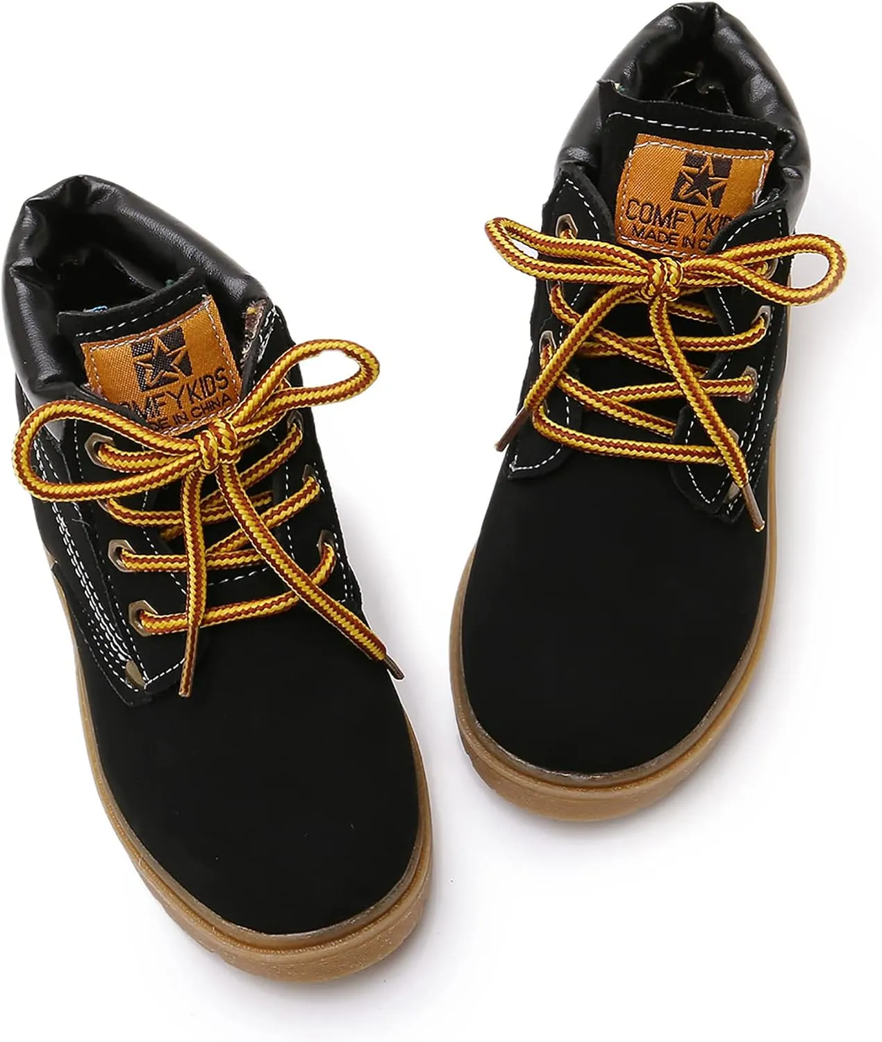 SOFMUO Baby Kids Boots - Boys Girls Rubber Sole PU Leather Warm Winter Shoes Hiking Snow Ankle Boots Toddler/Little Kid
