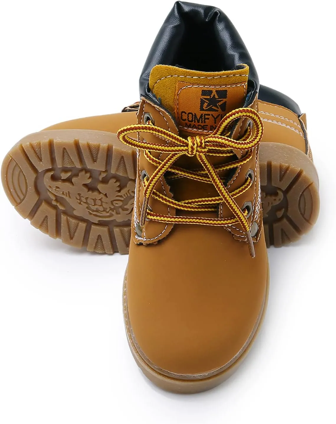 SOFMUO Baby Kids Boots - Boys Girls Rubber Sole PU Leather Warm Winter Shoes Hiking Snow Ankle Boots Toddler/Little Kid
