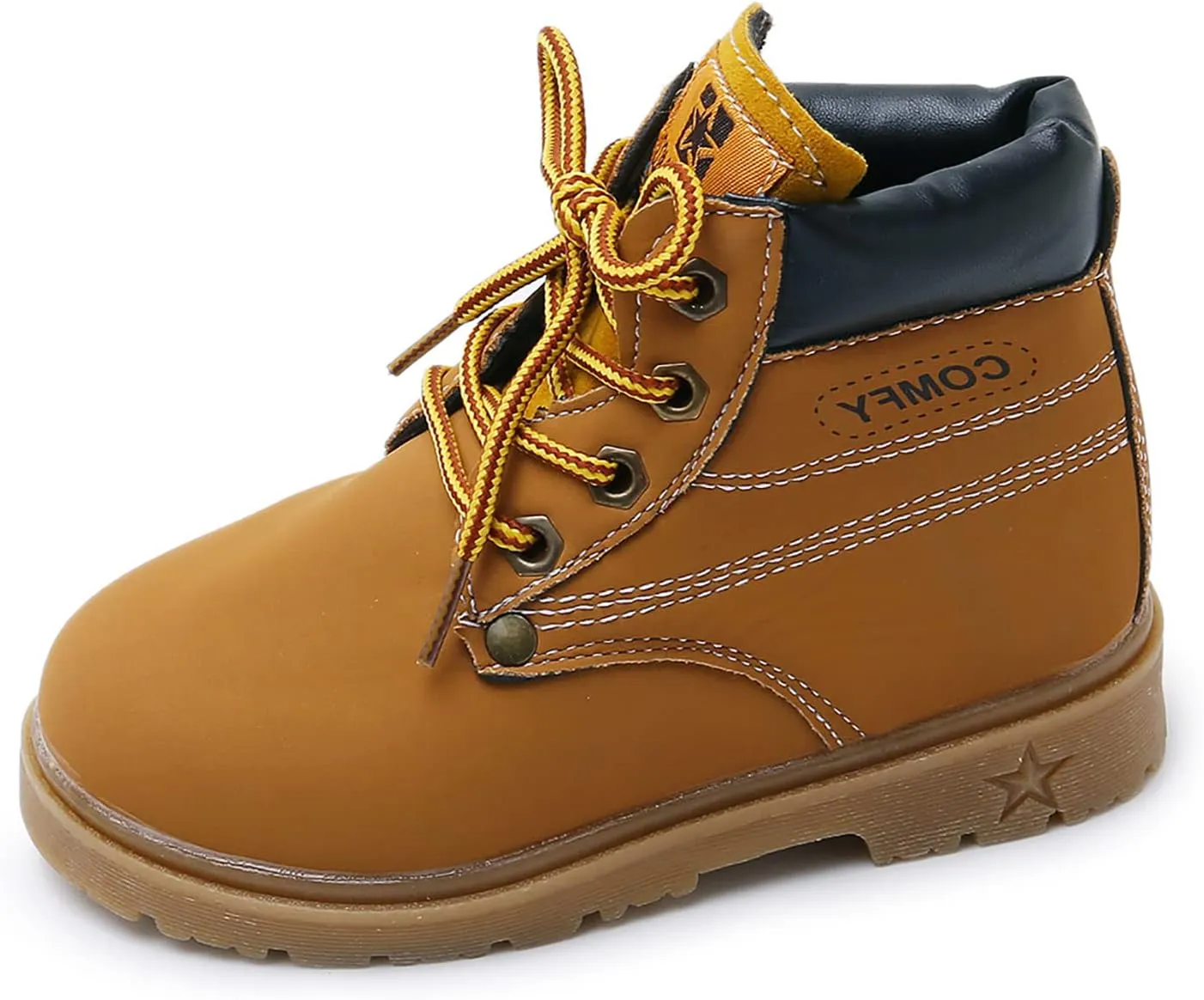 SOFMUO Baby Kids Boots - Boys Girls Rubber Sole PU Leather Warm Winter Shoes Hiking Snow Ankle Boots Toddler/Little Kid