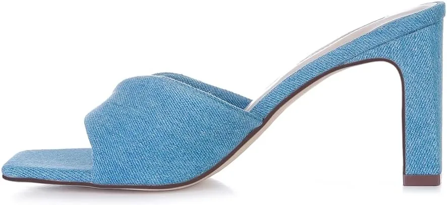 Soft Flirt Italian Block Heel Denim Sandals