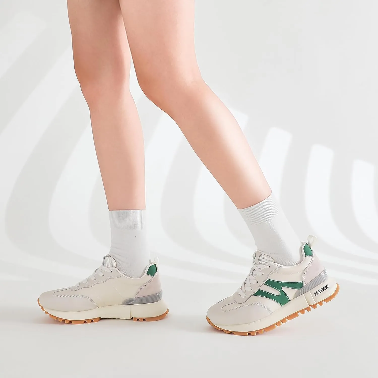 somiliss Sneakers for Women Genuine Leather Suede Patchwork Casual Lace Up Non-Slip Walking Shoes Comfortable Tennis Running Shoes Womens Fashion Sneakers