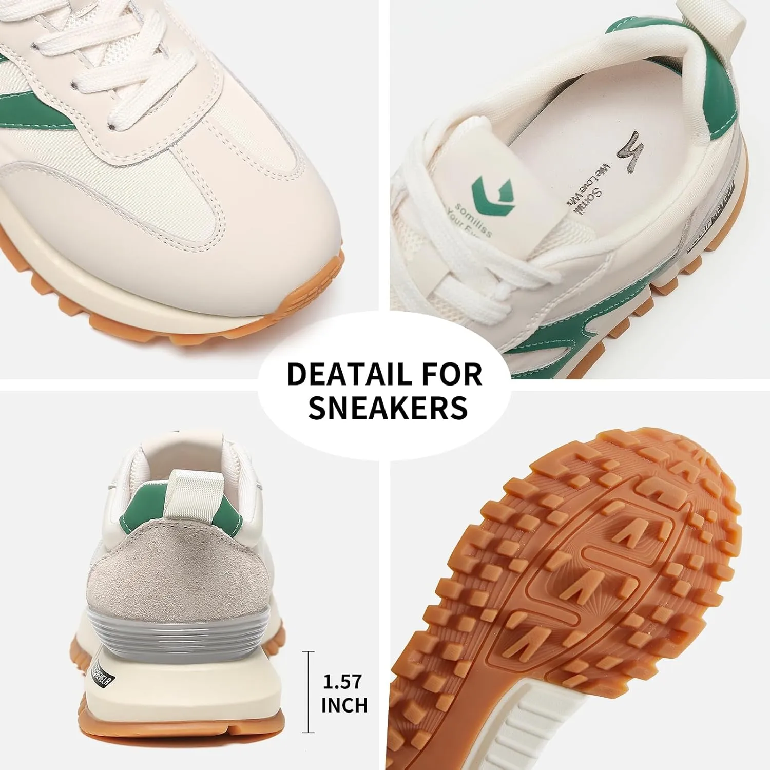 somiliss Sneakers for Women Genuine Leather Suede Patchwork Casual Lace Up Non-Slip Walking Shoes Comfortable Tennis Running Shoes Womens Fashion Sneakers