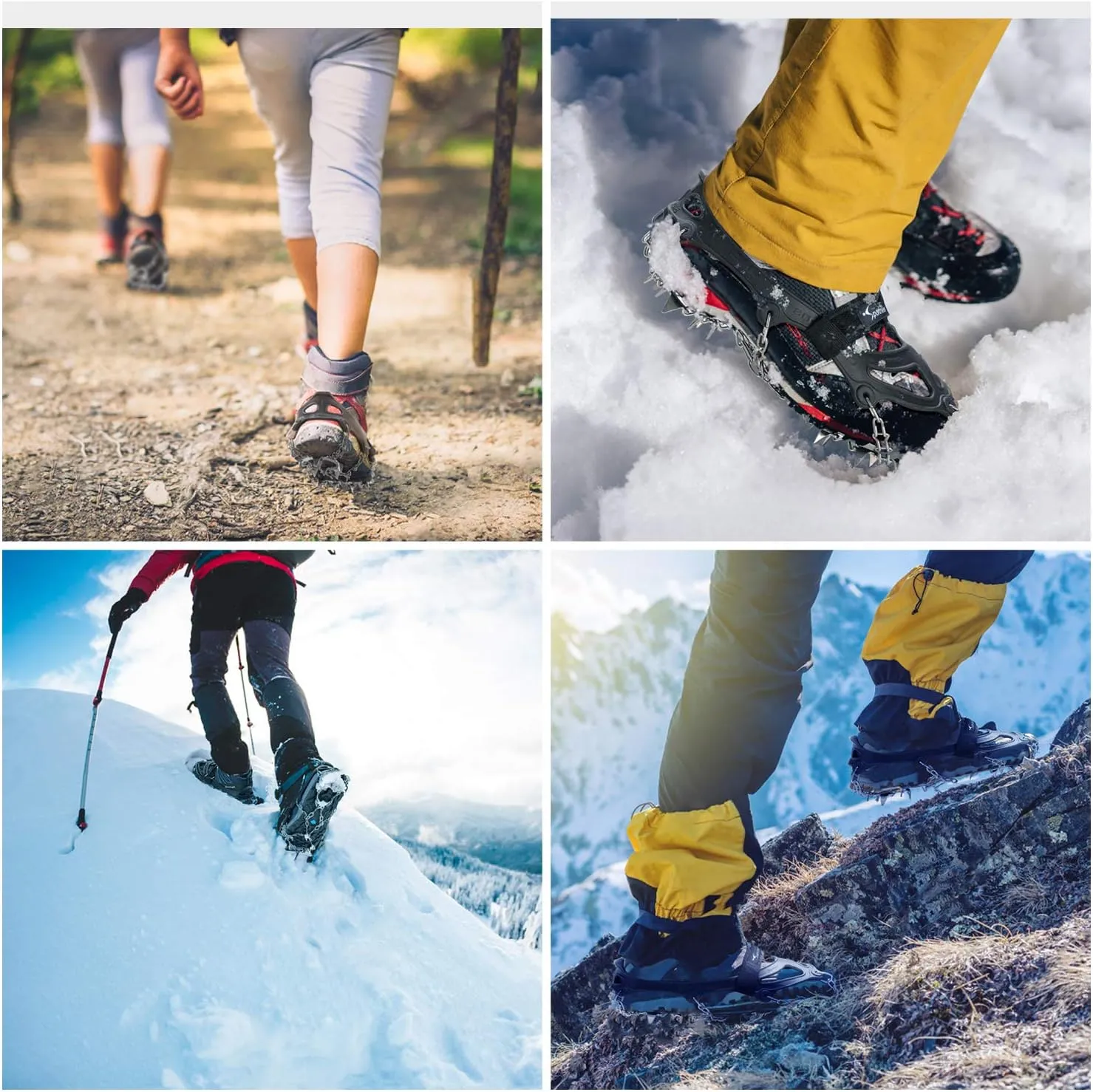Sportneer Crampons, Traction Cleats Ice Snow Grips with 19 Stainless Steel Spikes, Ice Cleats Traction Snow Grips for Boots Shoes, Crampons Ice Cleats for Women Men Hiking Jogging Climbing And Fishing