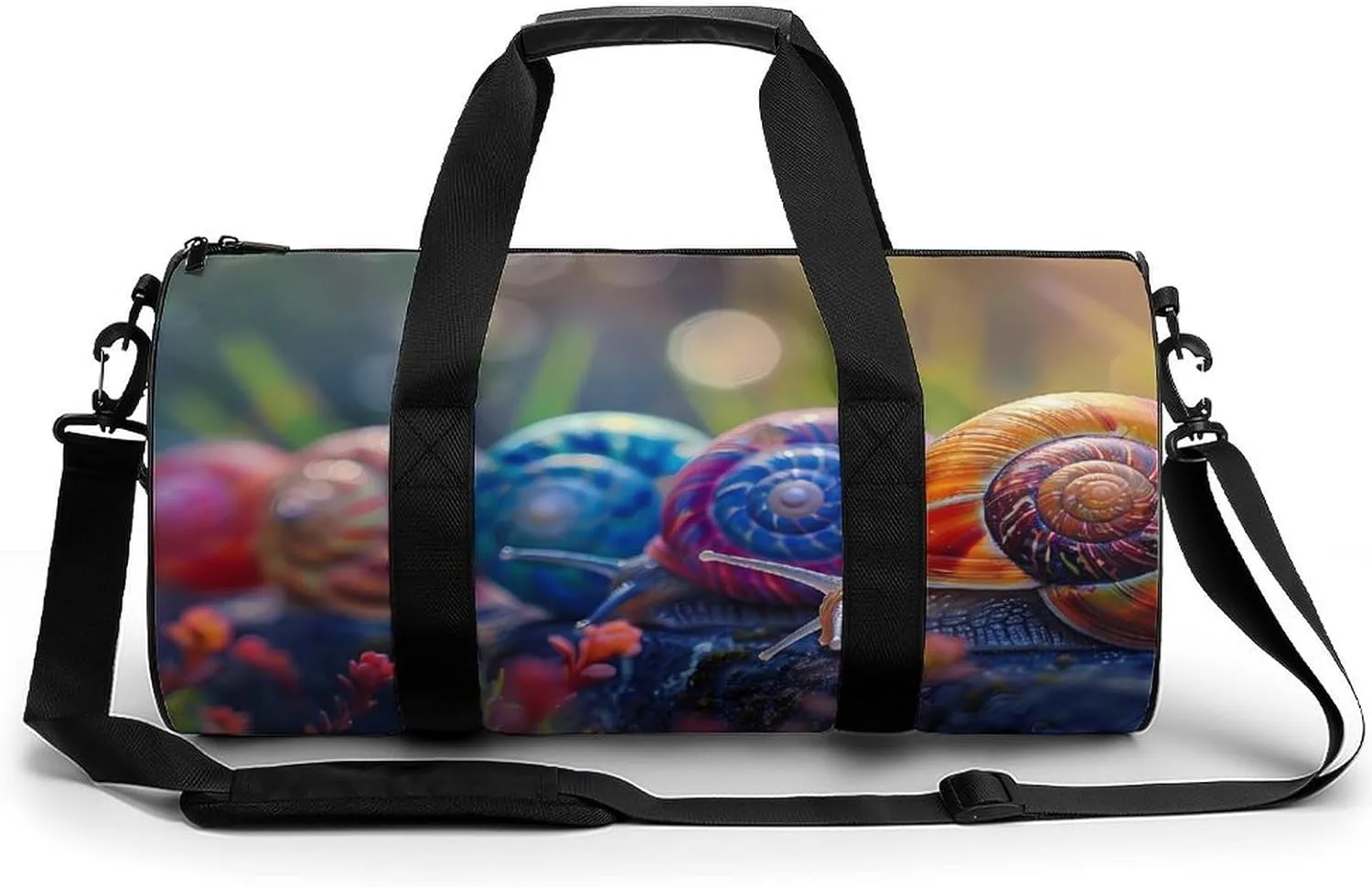 Spring Snails Printed Sports Gym Bag for Women Men Travel Duffel Bag Workout Weekender Bags
