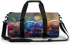 Spring Snails Printed Sports Gym Bag for Women Men Travel Duffel Bag Workout Weekender Bags