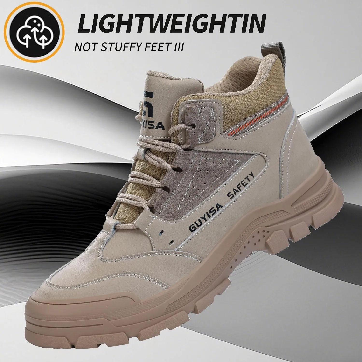 Steel Toe Boots for Men Indestructible Construction Steel Toe Work Shoes Breathable Lightweight High Top Safety Work Boots for Men.