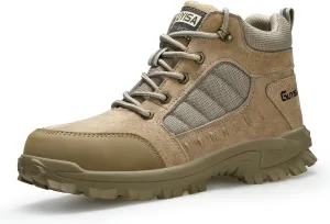 Steel Toe Boots for Men Indestructible Construction Steel Toe Work Shoes Breathable Lightweight High Top Safety Work Boots for Men.