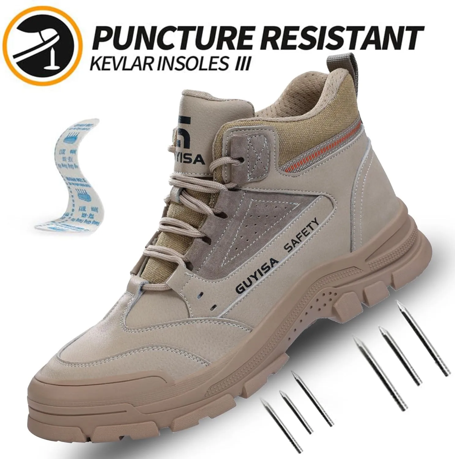 Steel Toe Boots for Men Indestructible Construction Steel Toe Work Shoes Breathable Lightweight High Top Safety Work Boots for Men.