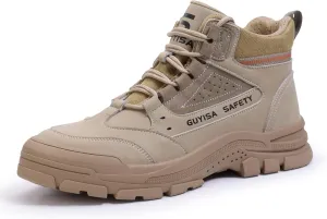 Steel Toe Boots for Men Indestructible Construction Steel Toe Work Shoes Breathable Lightweight High Top Safety Work Boots for Men.