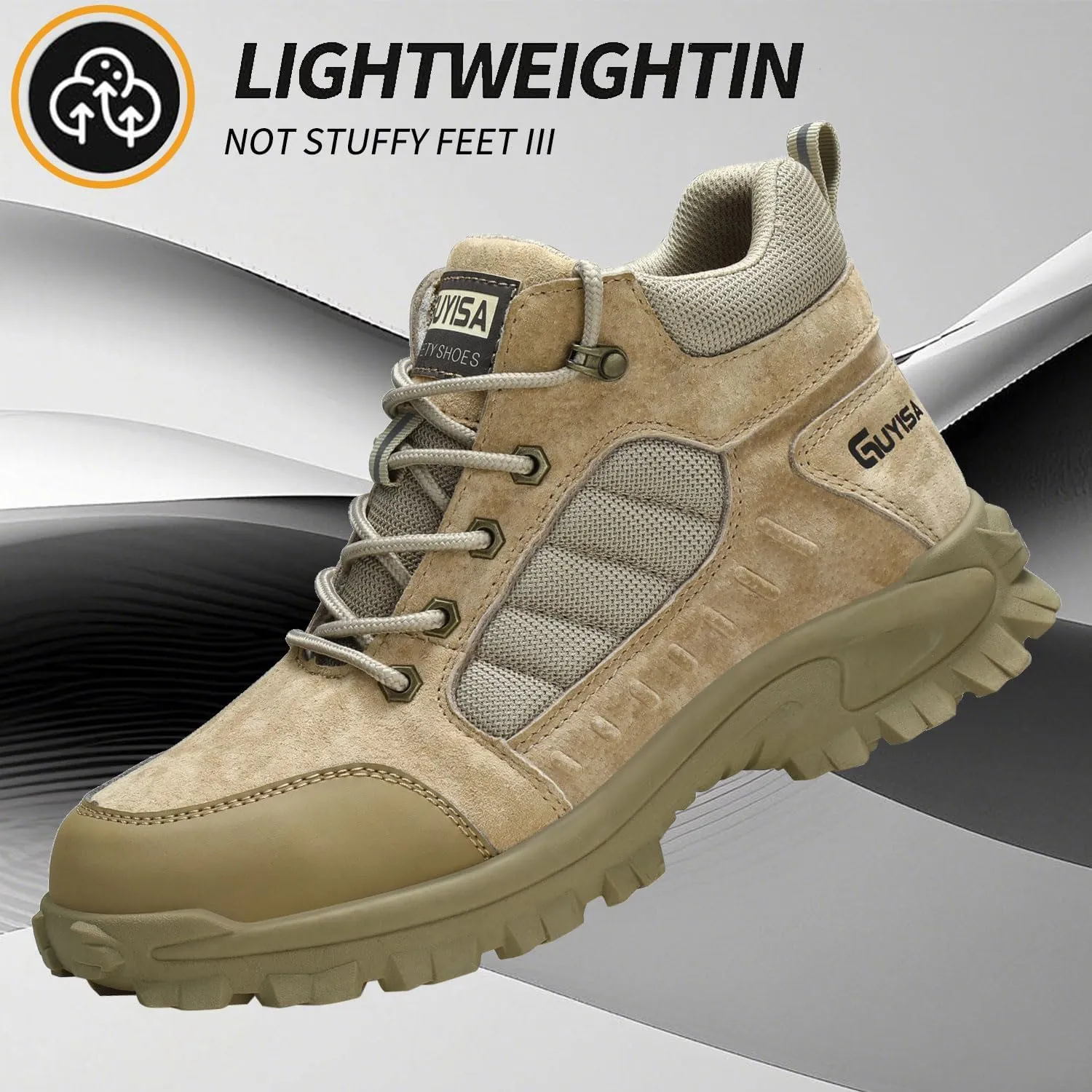 Steel Toe Boots for Men Indestructible Construction Steel Toe Work Shoes Breathable Lightweight High Top Safety Work Boots for Men.
