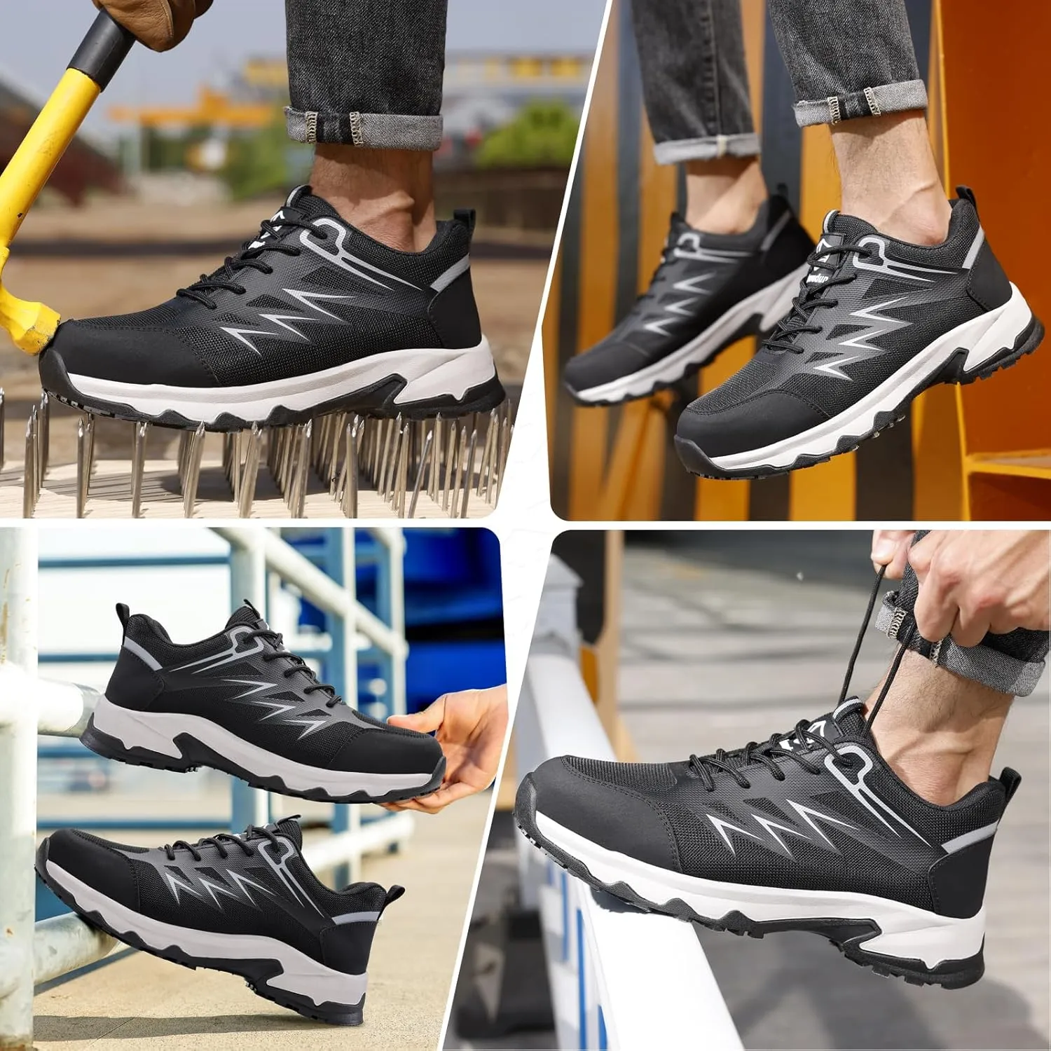 Steel Toe Shoes for Men Lightweight Work Boots for Men Comfortable Steel Toe Boots Industrial Work Shoes Breathable Safety Shoes Construction Steel Toe Sneakers Indestructible Safety Boots