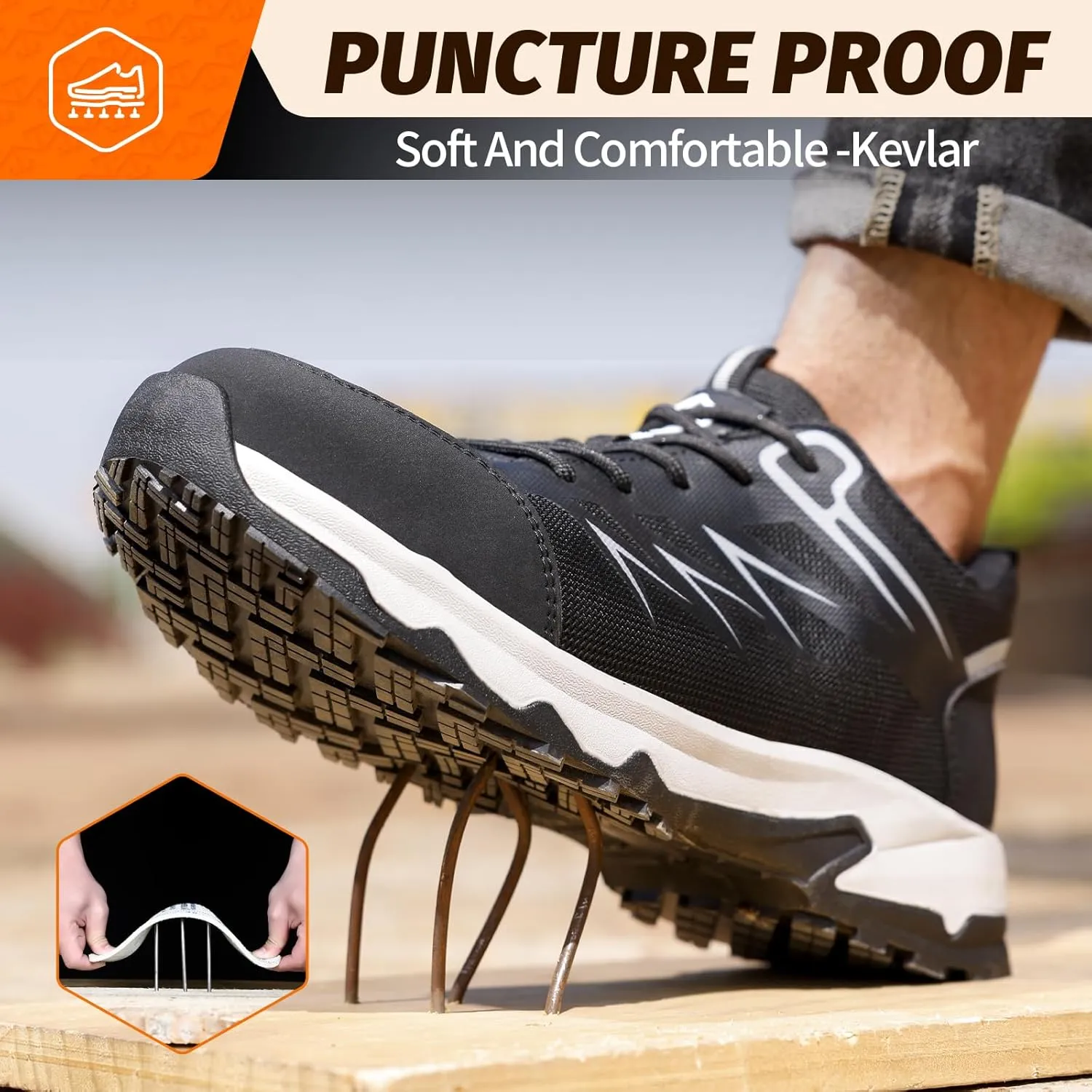 Steel Toe Shoes for Men Lightweight Work Boots for Men Comfortable Steel Toe Boots Industrial Work Shoes Breathable Safety Shoes Construction Steel Toe Sneakers Indestructible Safety Boots