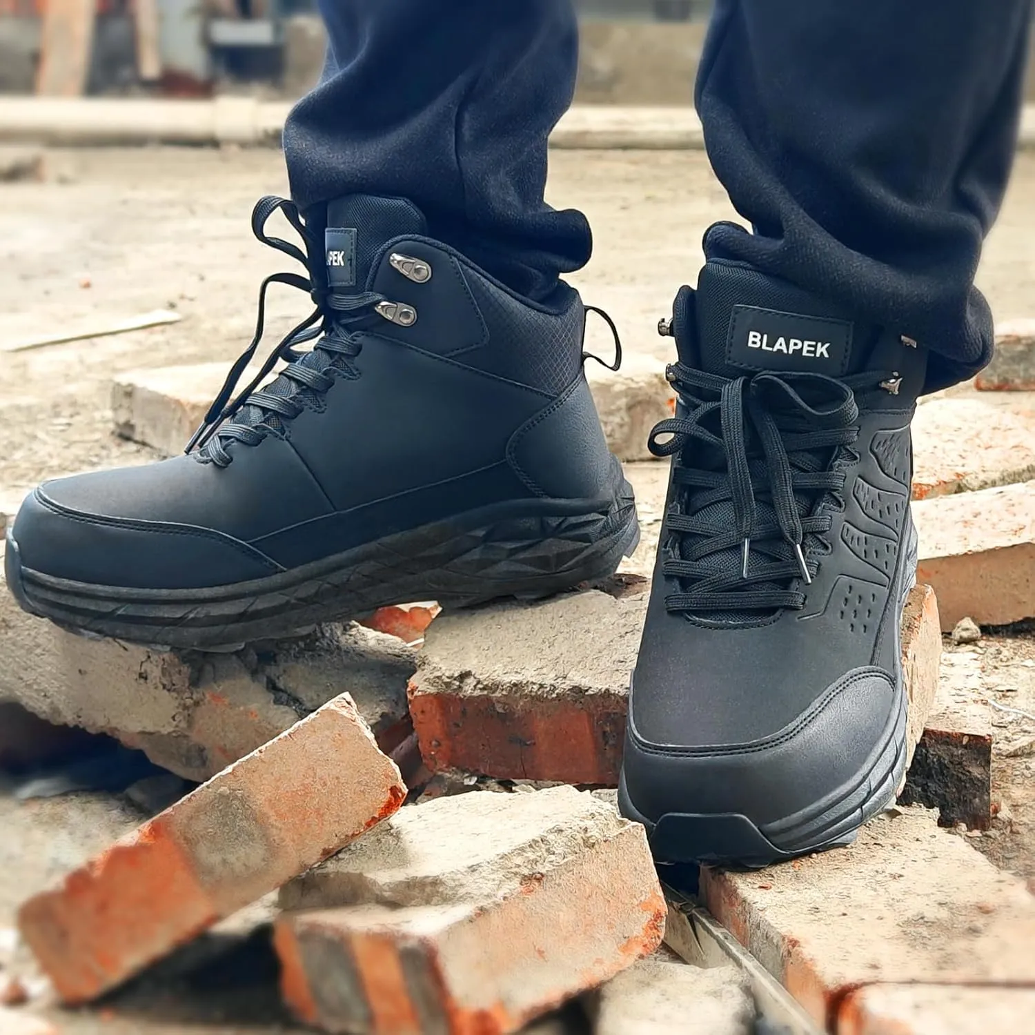 Steel Toe Work Boots for Men Non Slip Puncture Proof Safety Work Shoes for Men with Indestructible Construction Comfortable Perfect for Outdoor Work, Hiking, Construction