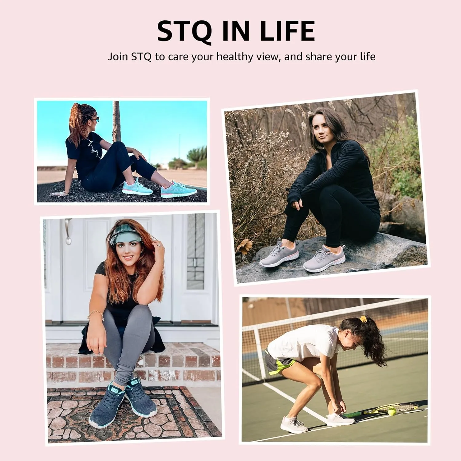 STQ Tennis Shoes Womens Lightweight Comfortable Lace up Walking Shoes Athletic Fashion Workout Gym Cross Training Sneakers