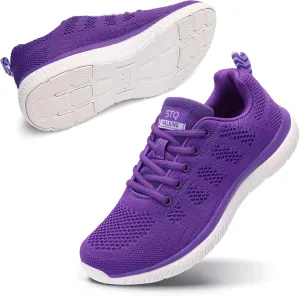 STQ Tennis Shoes Womens Lightweight Comfortable Lace up Walking Shoes Athletic Fashion Workout Gym Cross Training Sneakers