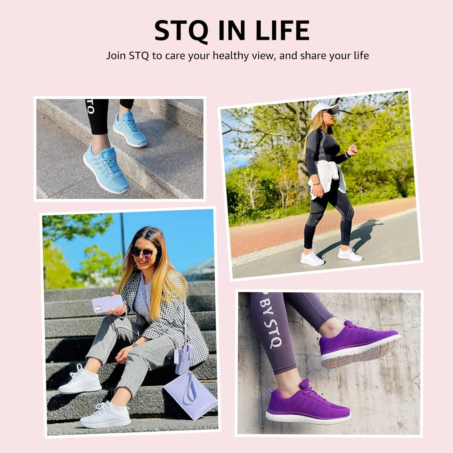 STQ Tennis Shoes Womens Lightweight Comfortable Lace up Walking Shoes Athletic Fashion Workout Gym Cross Training Sneakers