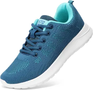 STQ Tennis Shoes Womens Lightweight Comfortable Lace up Walking Shoes Athletic Fashion Workout Gym Cross Training Sneakers