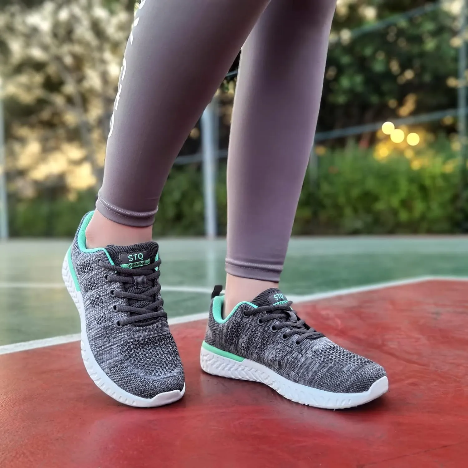 STQ Tennis Shoes Womens Lightweight Comfortable Lace up Walking Shoes Athletic Fashion Workout Gym Cross Training Sneakers