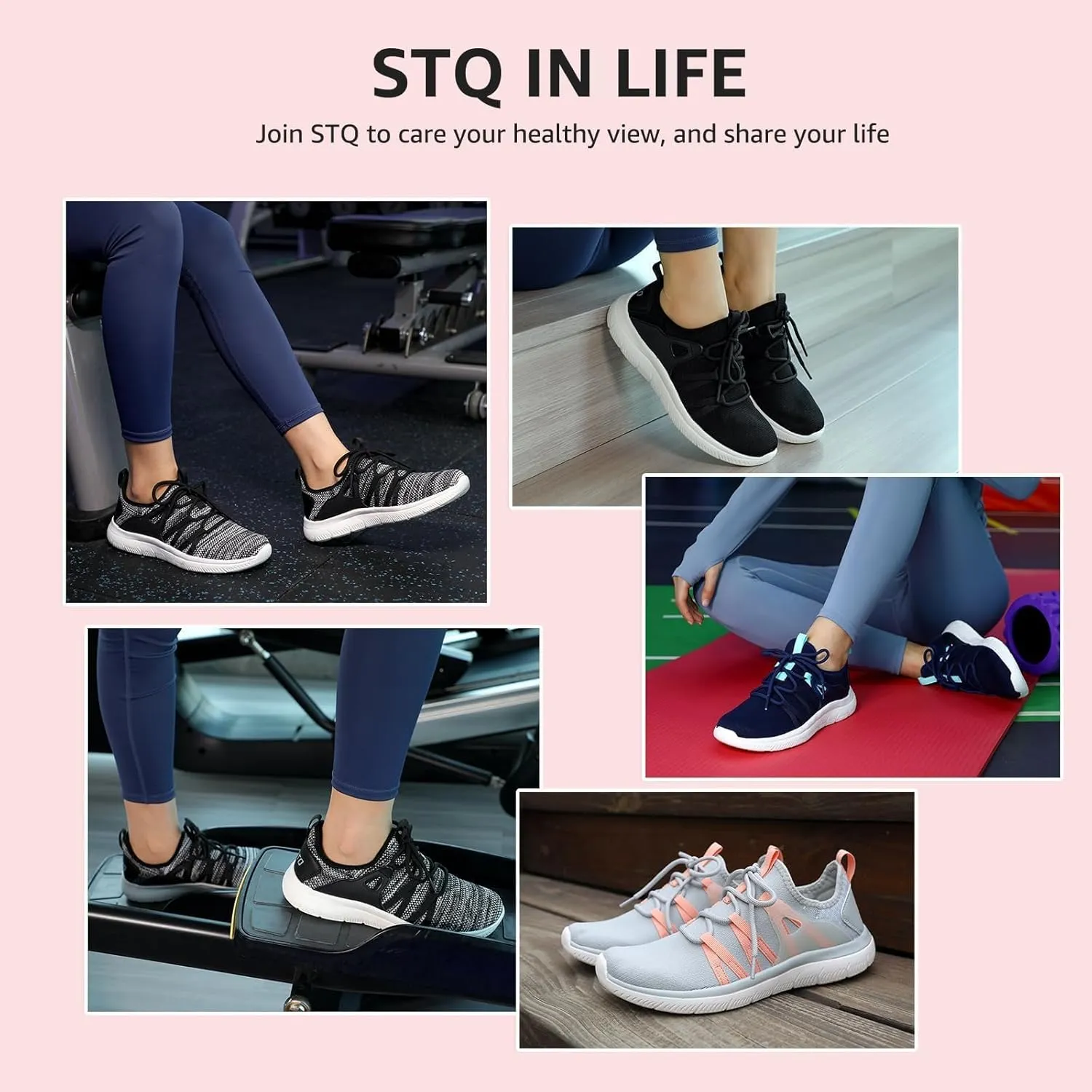 STQ Womens Slip on Sneakers Breathable Tennis Arch Support Comfortable Walking Shoes Plantar Fasciitis Orthopedic Workout Gym Cross Training Athletic Standing